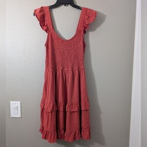 Leani  Red Tiered Ruffle Dress Mini Dress